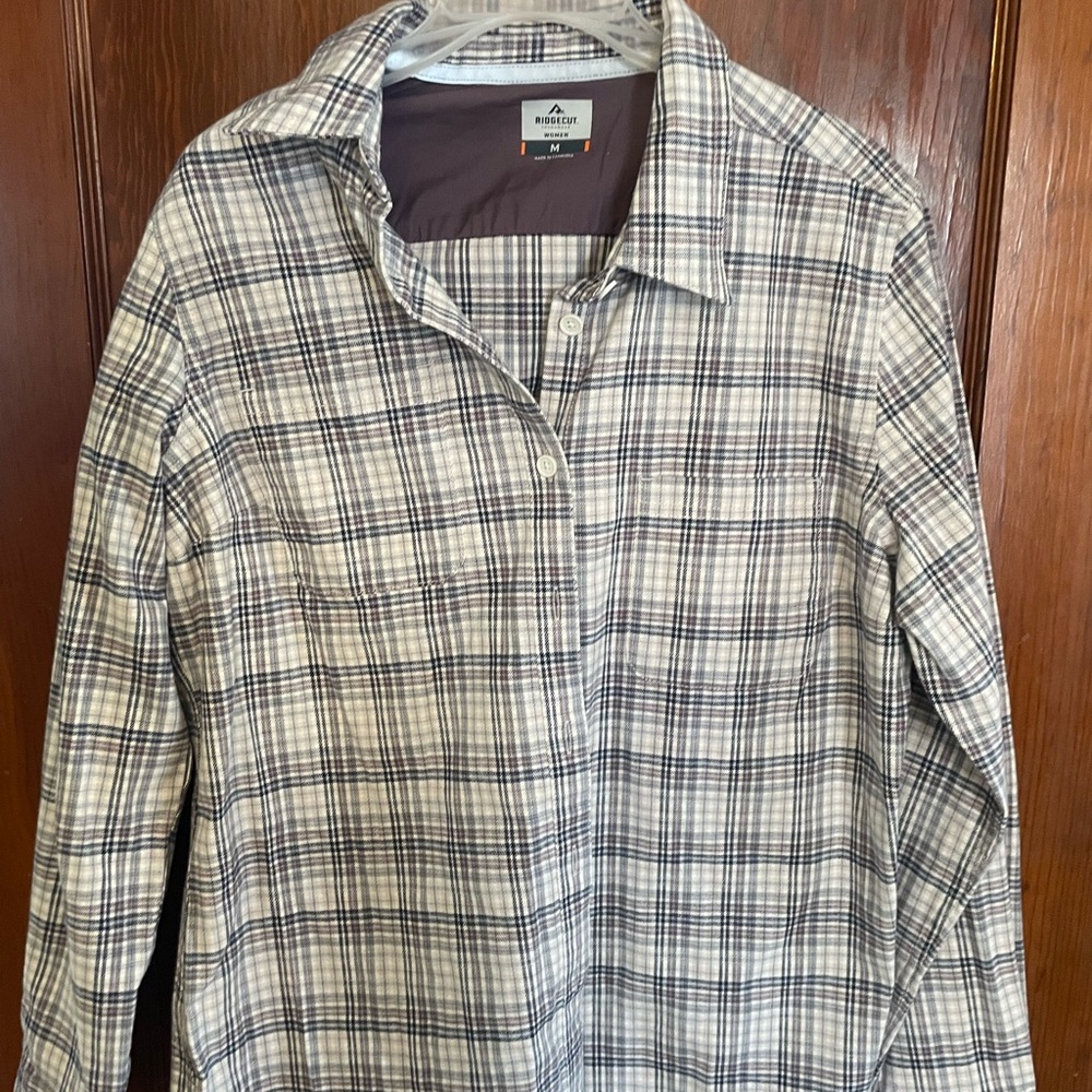 Plaid Button Down Shirt - Black and White